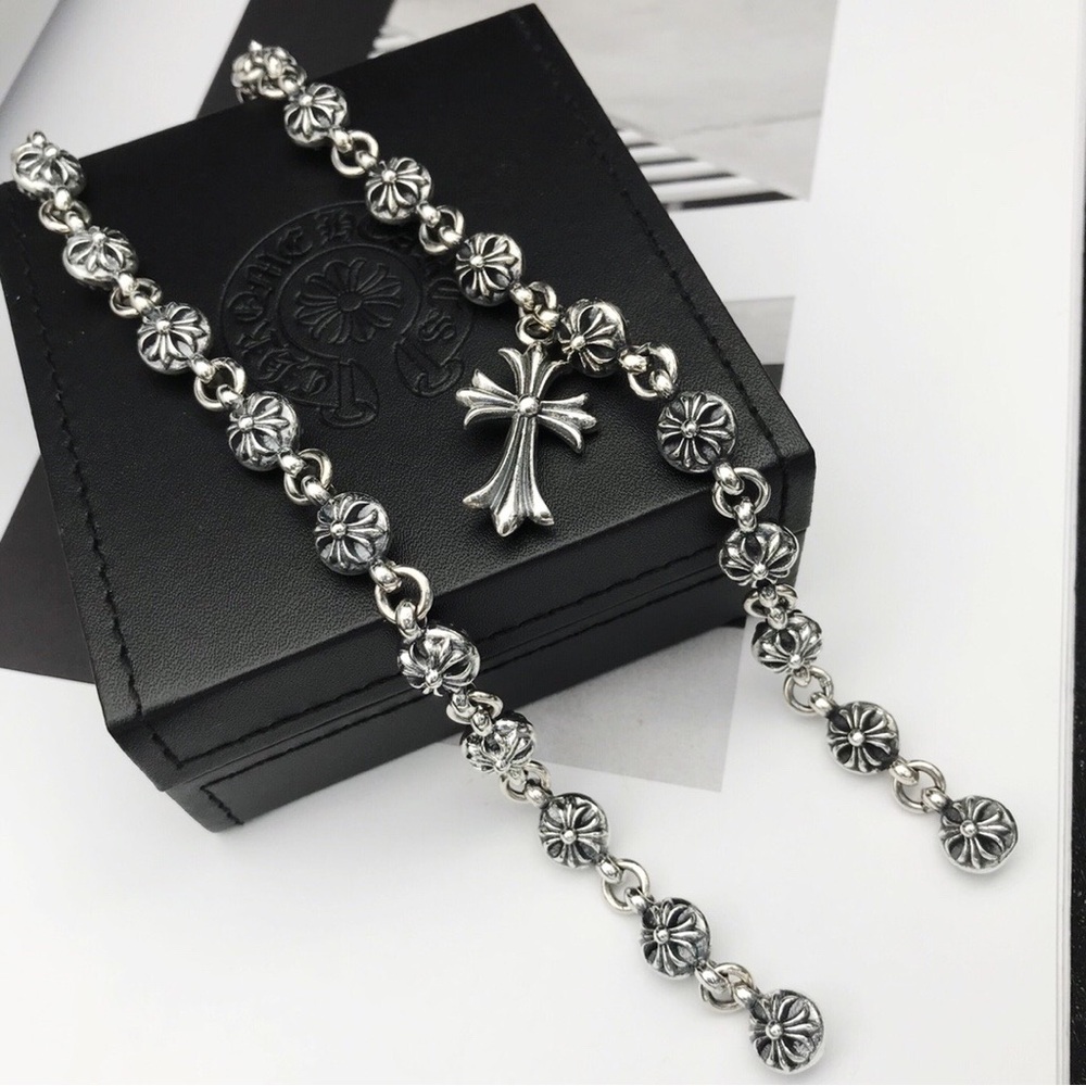 Chrome Hearts Style Cross Charm Bracelet